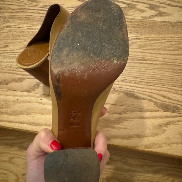 Tory Burch Raya Leather Mule Sandal Heels - Picture 5 of 8